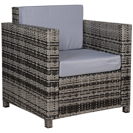 Rattan Garden Armchair 10cm Cushion Outdoor Single Chair