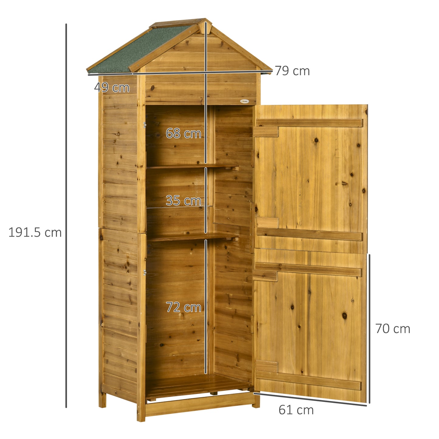 Wooden Garden Storage Shed Utility Gardener Cabinet w/ 3 Shelves (1)