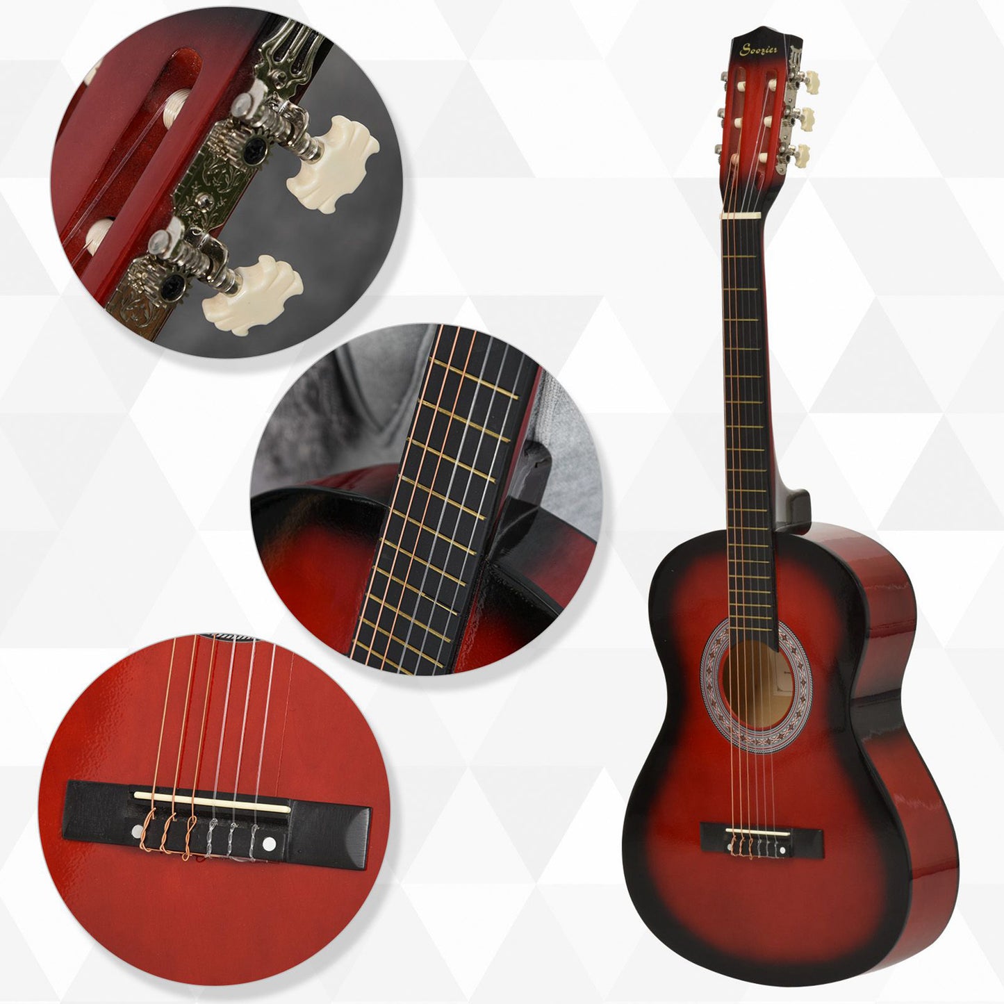 36" 3/4 Beginner Acoustic Guitar Set, with Protective Case