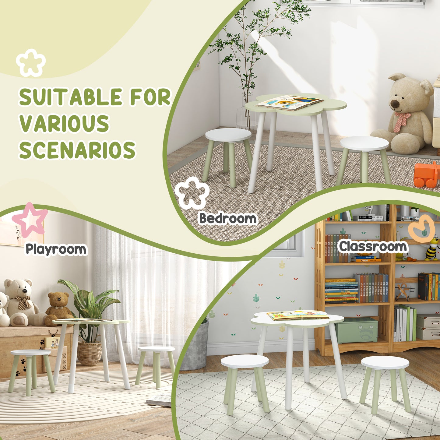 5 PCs Kids Furniture Set Flower Design for 3-5 Years