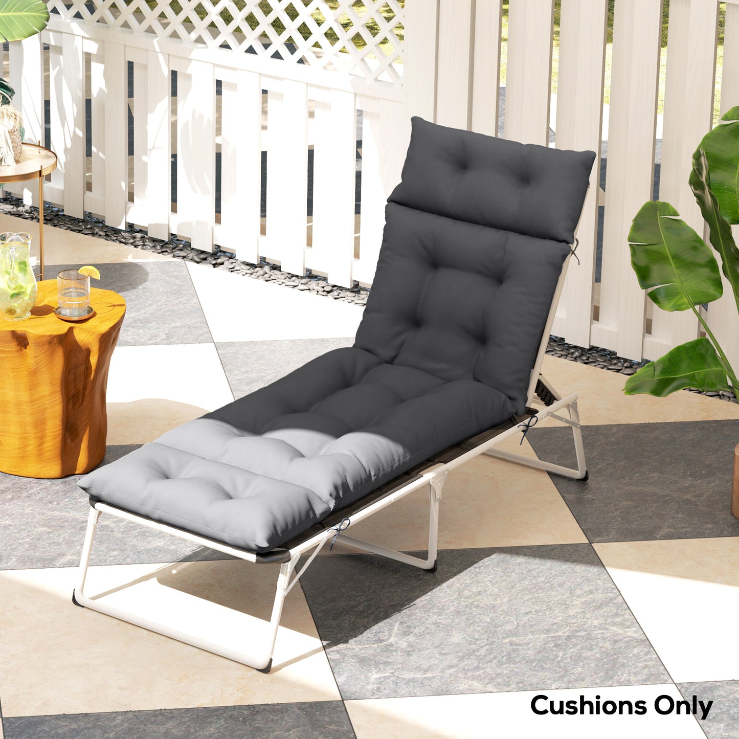 Sun Lounger Cushion Only, 190 x 56 x 10 cm Garden Lounge Chair