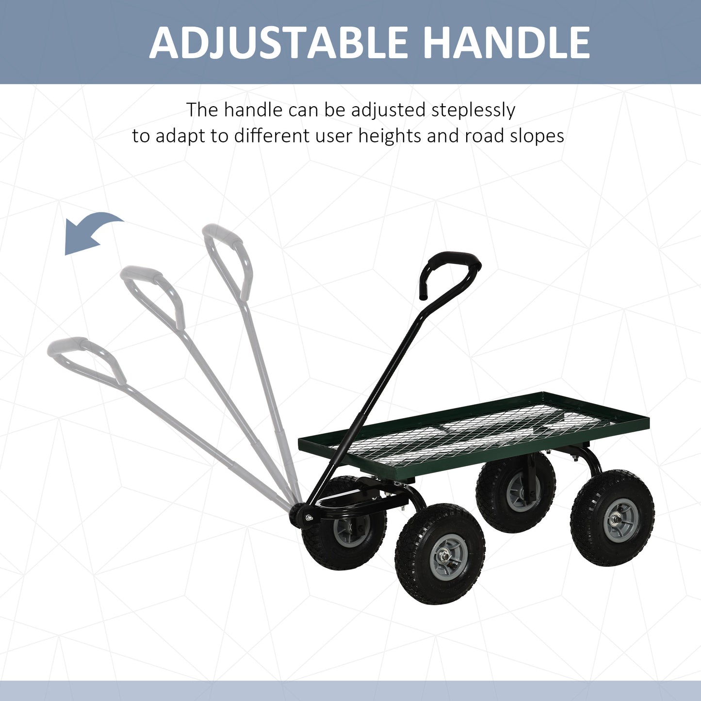 Garden Trolley Cart, Heavy Duty Garden Cart with Metal Frame