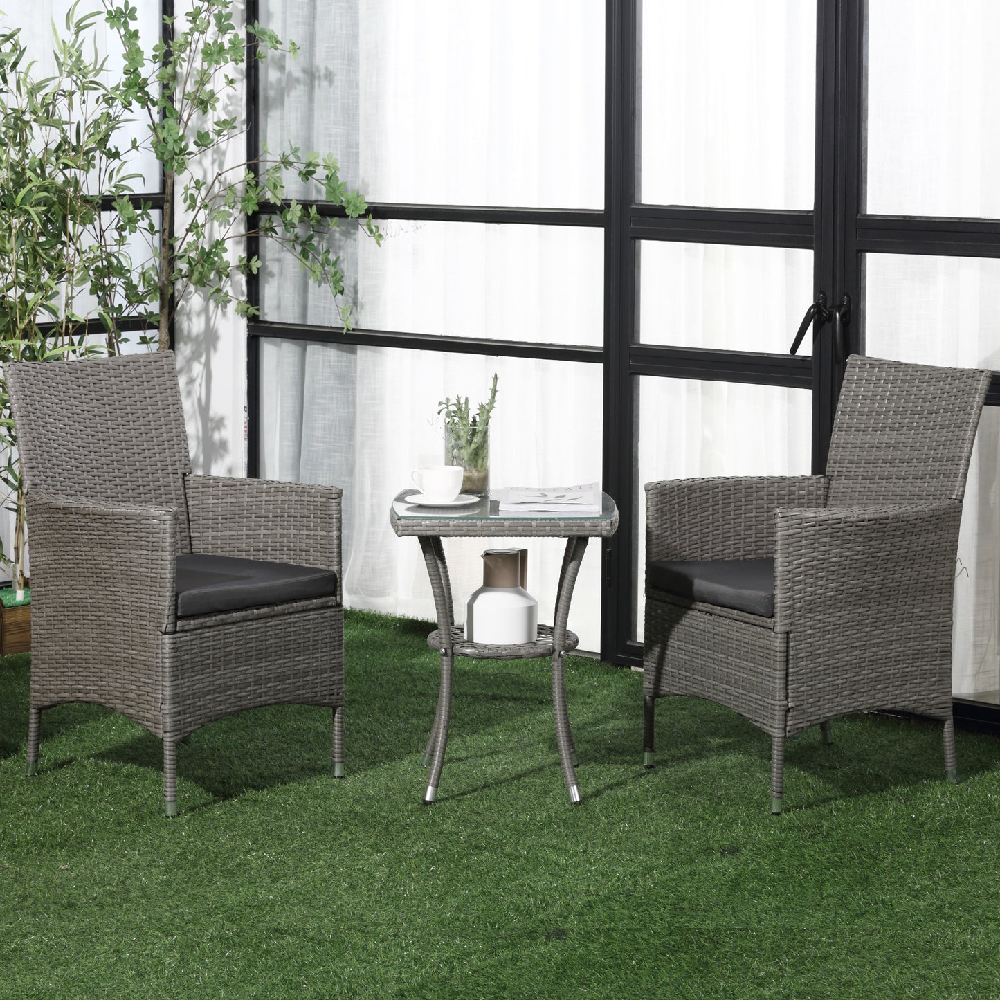 3 Pieces Rattan Bistro Set (3)