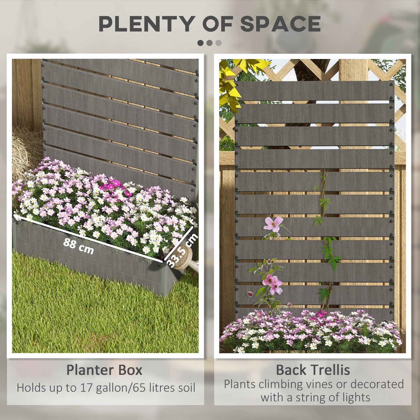 Raised Bed for Garden, Planter with Trellis for Climbing Plants