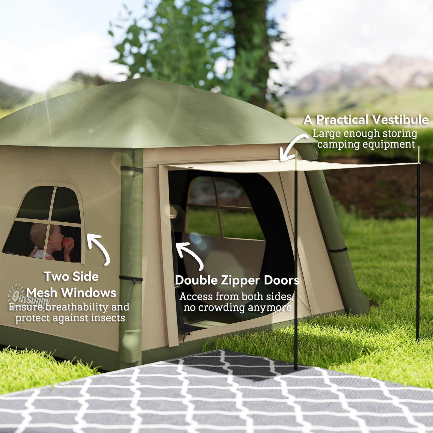 Inflatable Camping Tent w/ Hand Pump