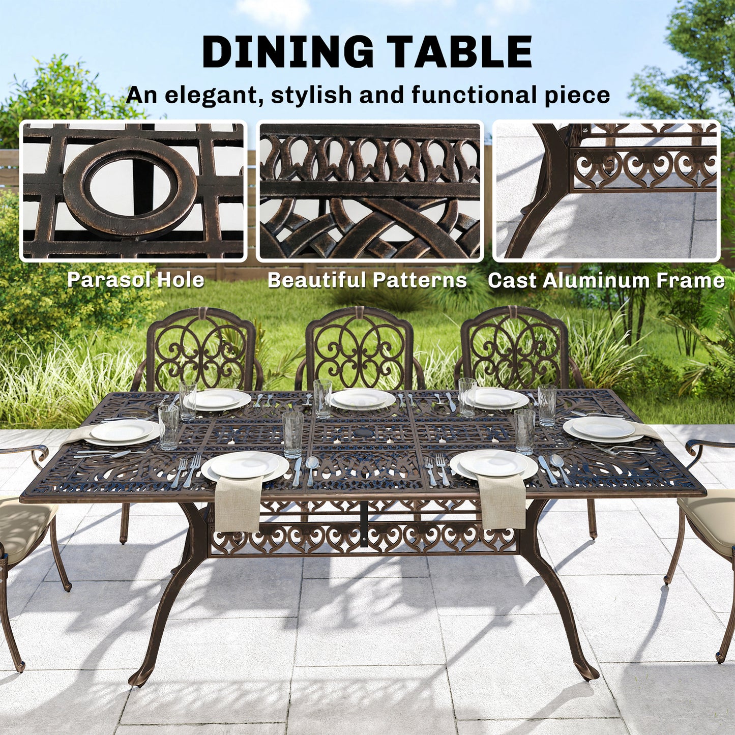 9 Piece Cast Aluminium Garden Dining Set