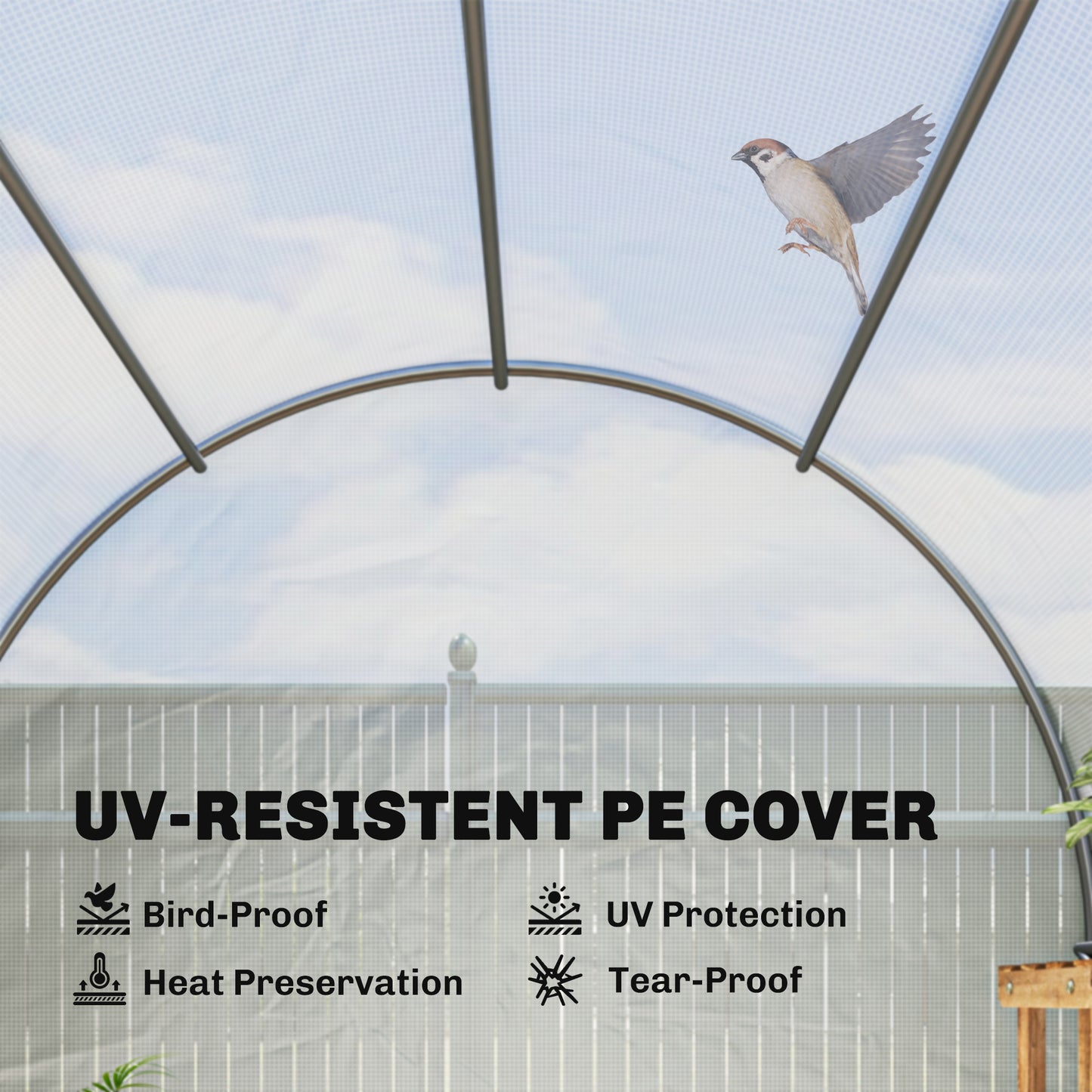 3.5 x 2 x 2 m Polytunnel Greenhouse