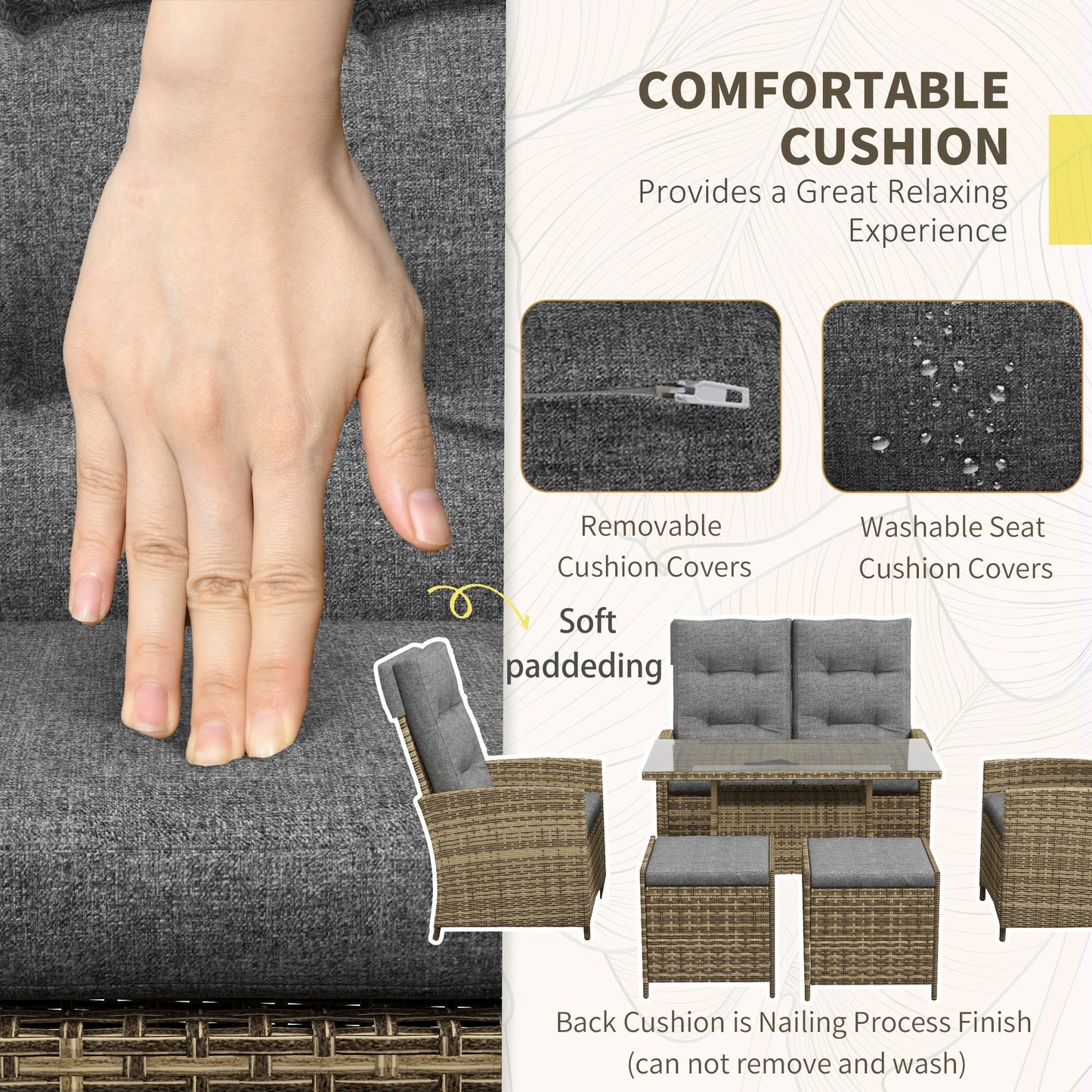 Six-Piece Rattan Garden Set, with Reclining Chairs