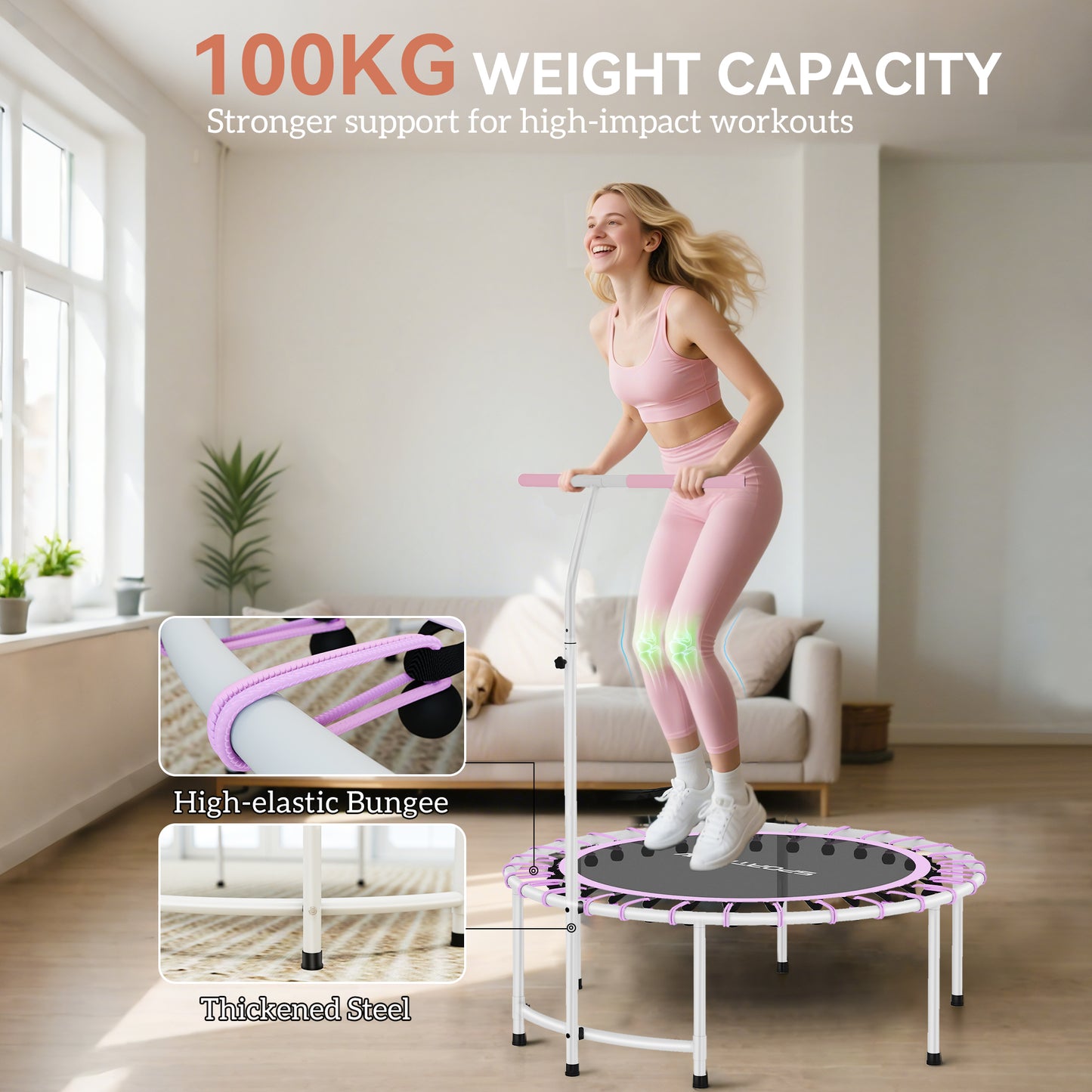 40" Fitness Trampoline, Mini Rebounder Trampoline for Adults