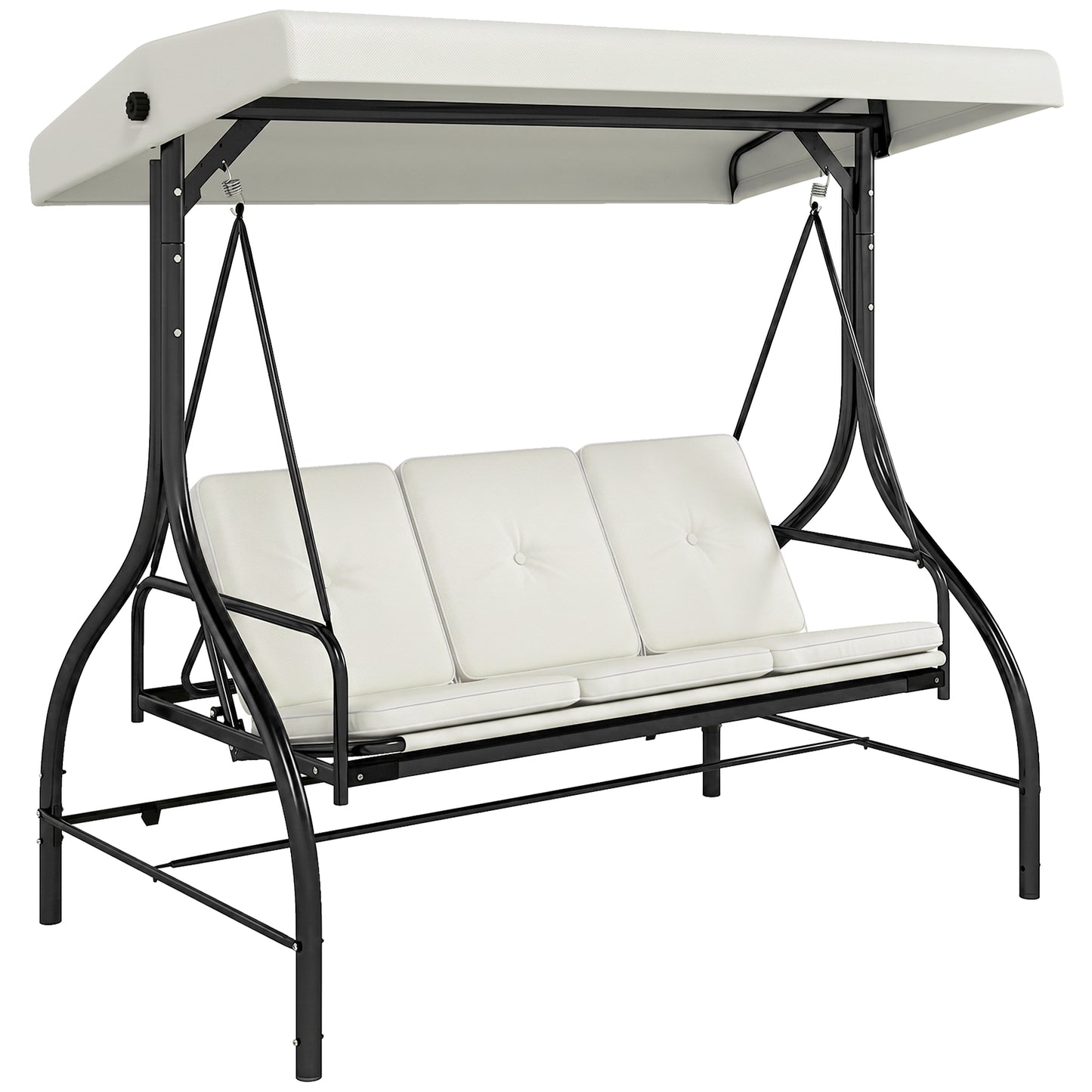 3 Seater Canopy Swing Chair, 2 in 1 Garden Swing Seat Bed