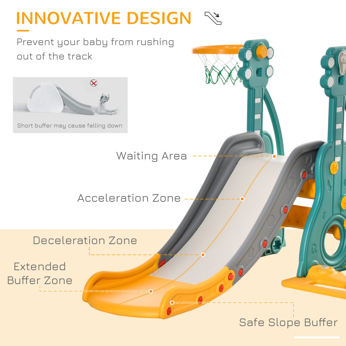 3-IN-1 Kids Swing and Slide Set