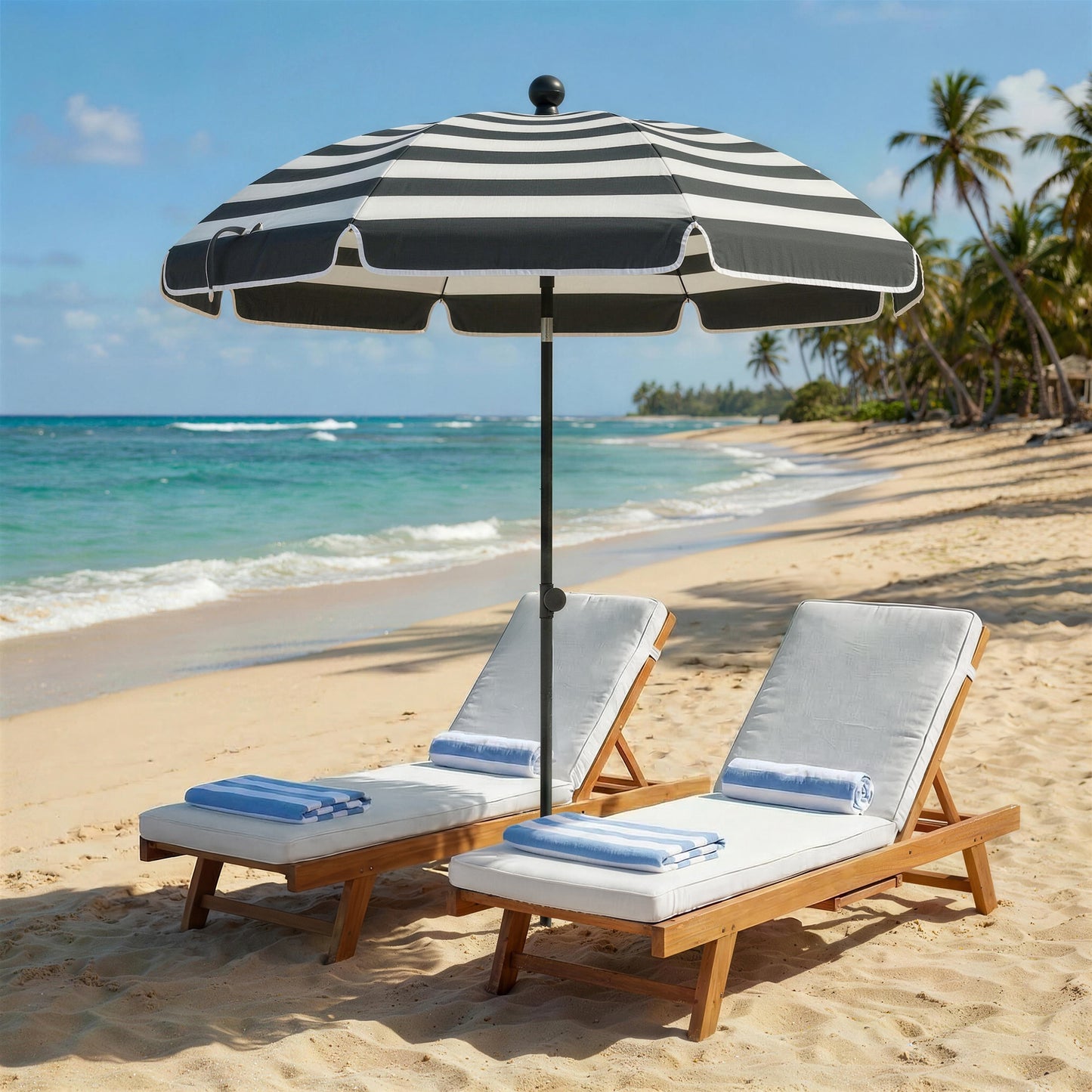 1.8 m Beach Umbrella Parasol with Sand Anchor (2)