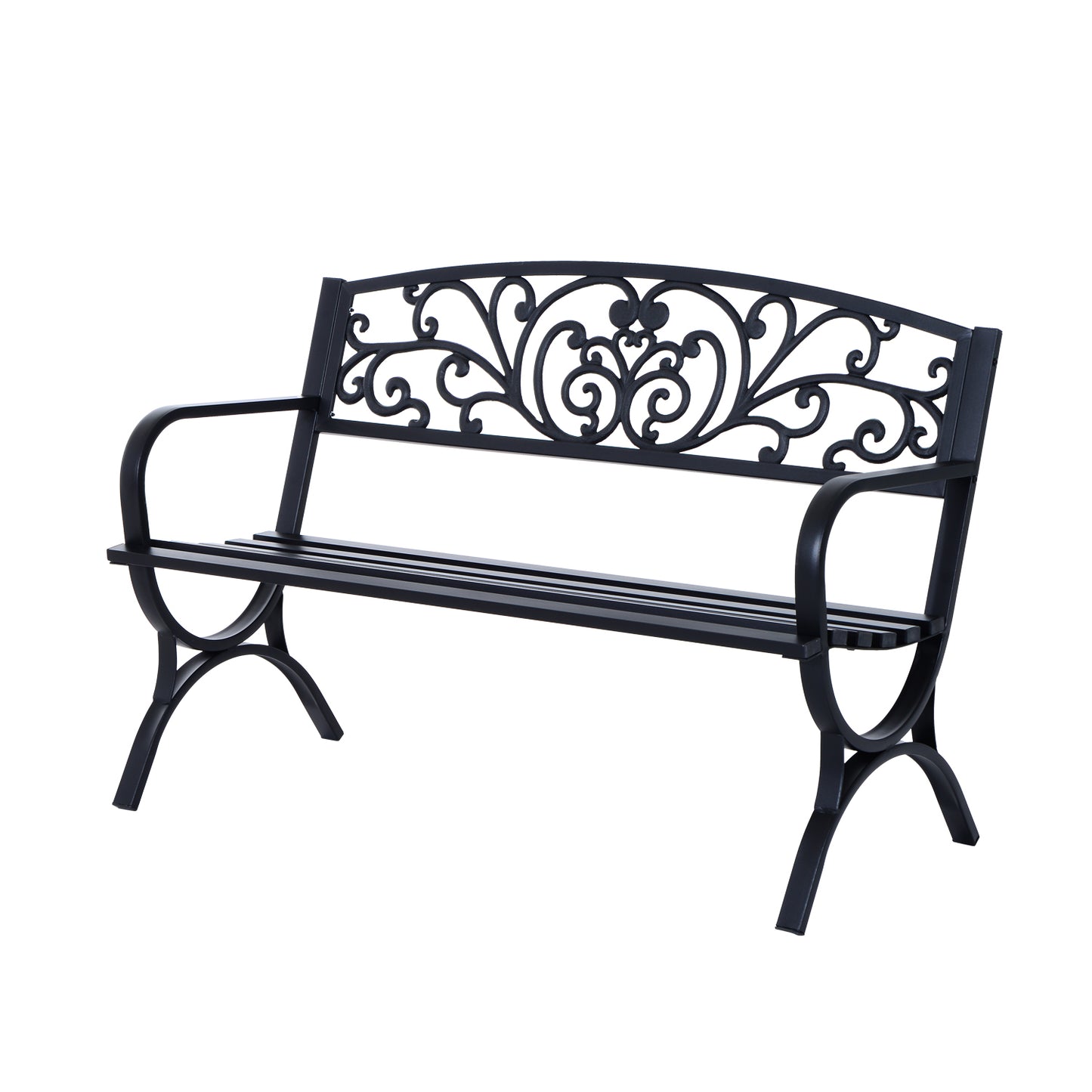 127L x 60W x 85H cm Powder Coated Garden Bench for Patio Backyard