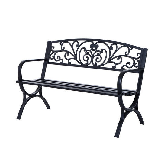 127L x 60W x 85H cm Powder Coated Garden Bench for Patio Backyard