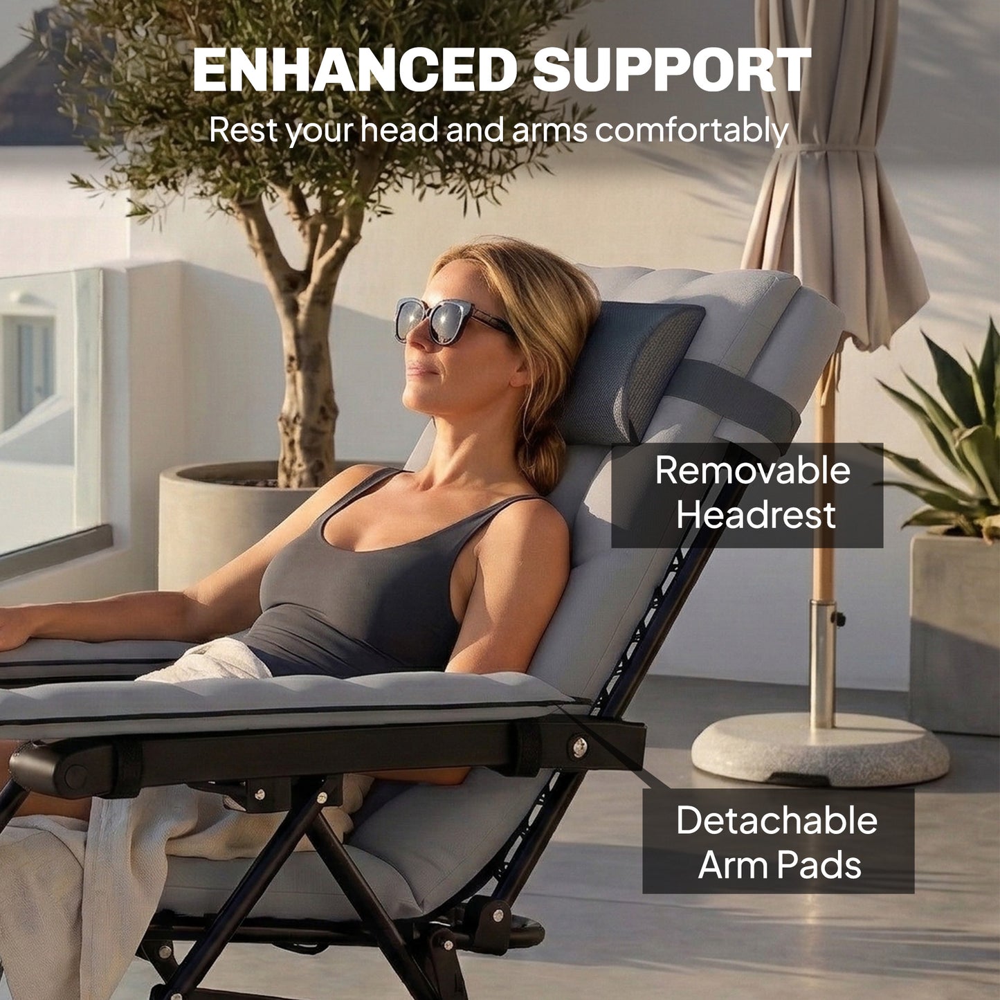 Zero Gravity Chair, Folding Sun Lounger Reclining Garden Chair