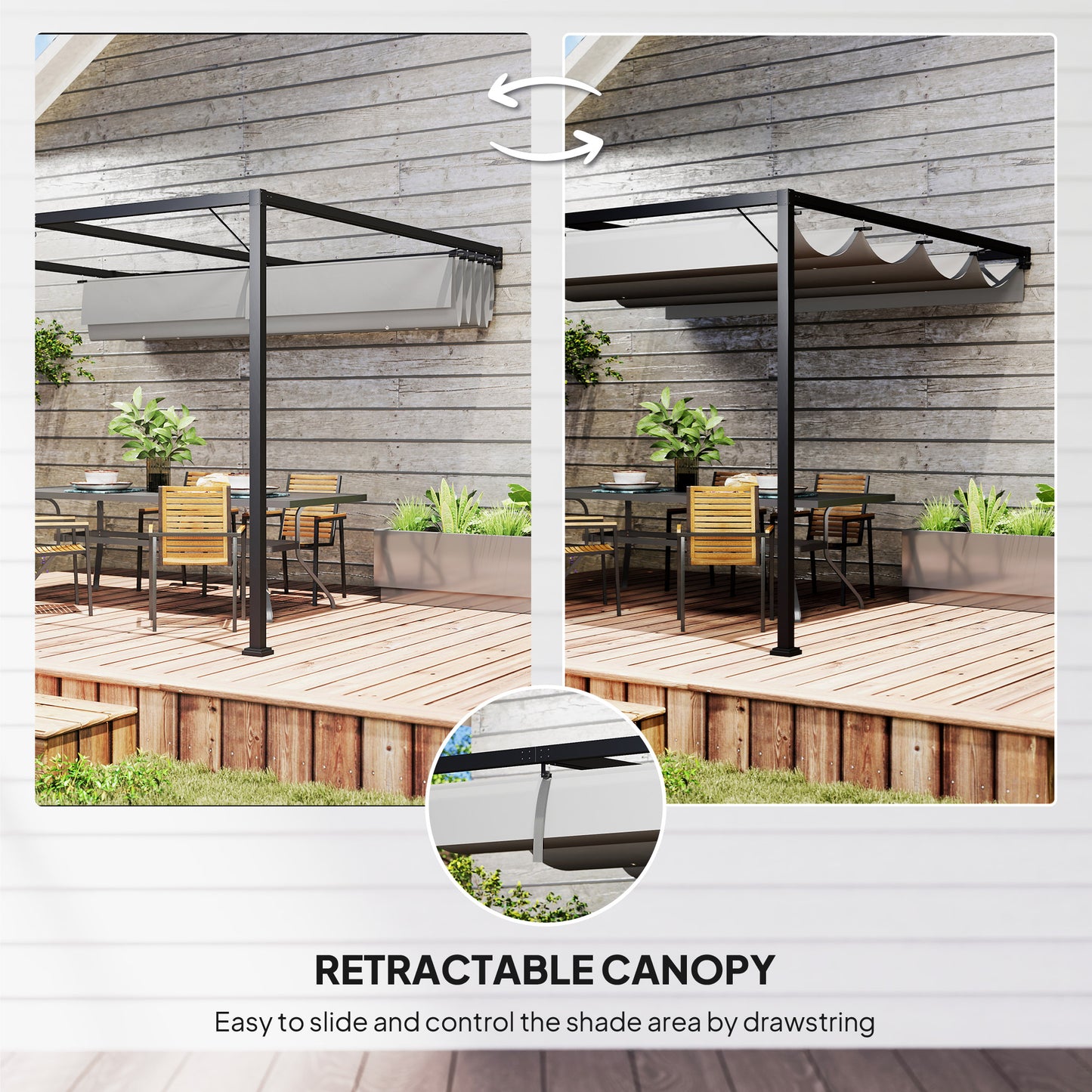 3 x 3 m Pergola, with Sliding Canopy