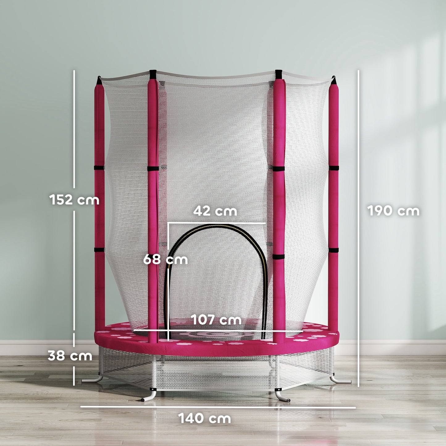 4.6ft Toddler Trampoline w/ Safety Enclosure Net