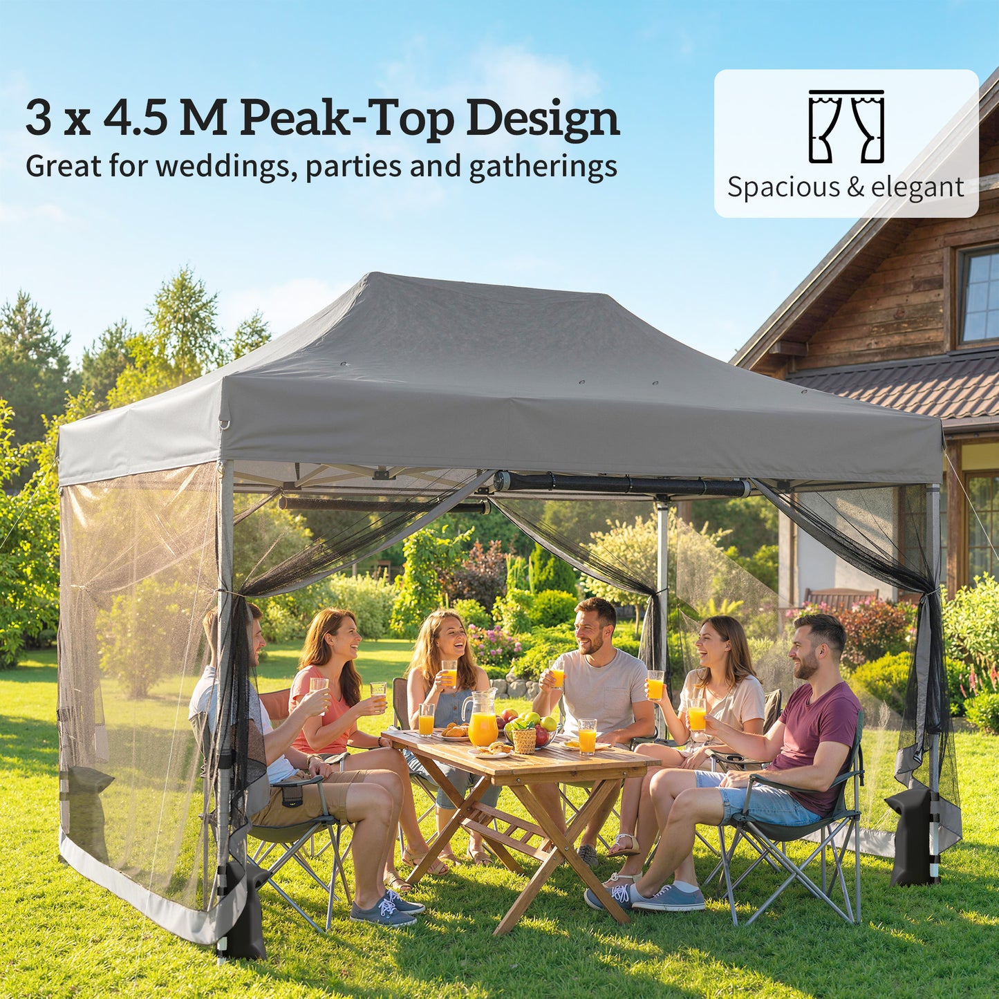 3 x 4.5 m Pop Up Gazebo with Mesh Nettings