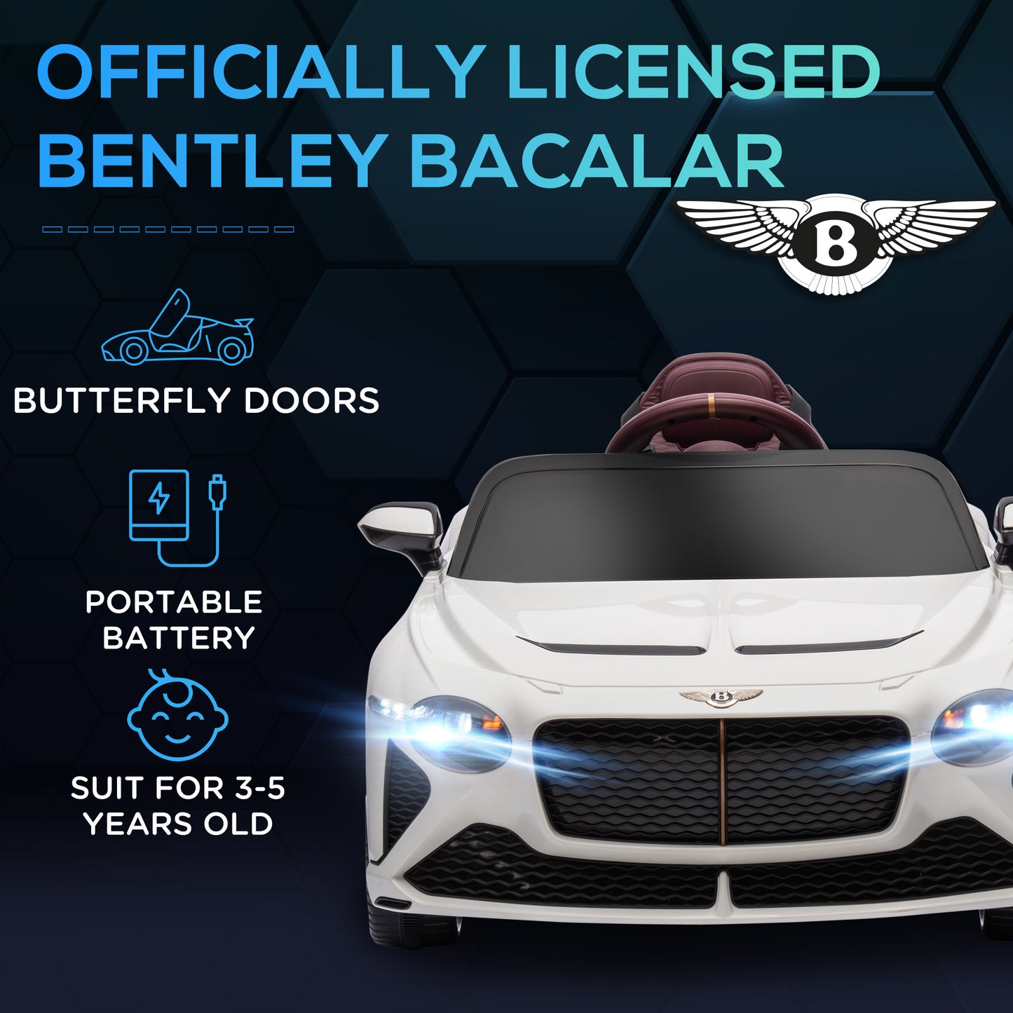 Bentley Bacalar Licensed 12V Kids Electric Car, with Remote Control