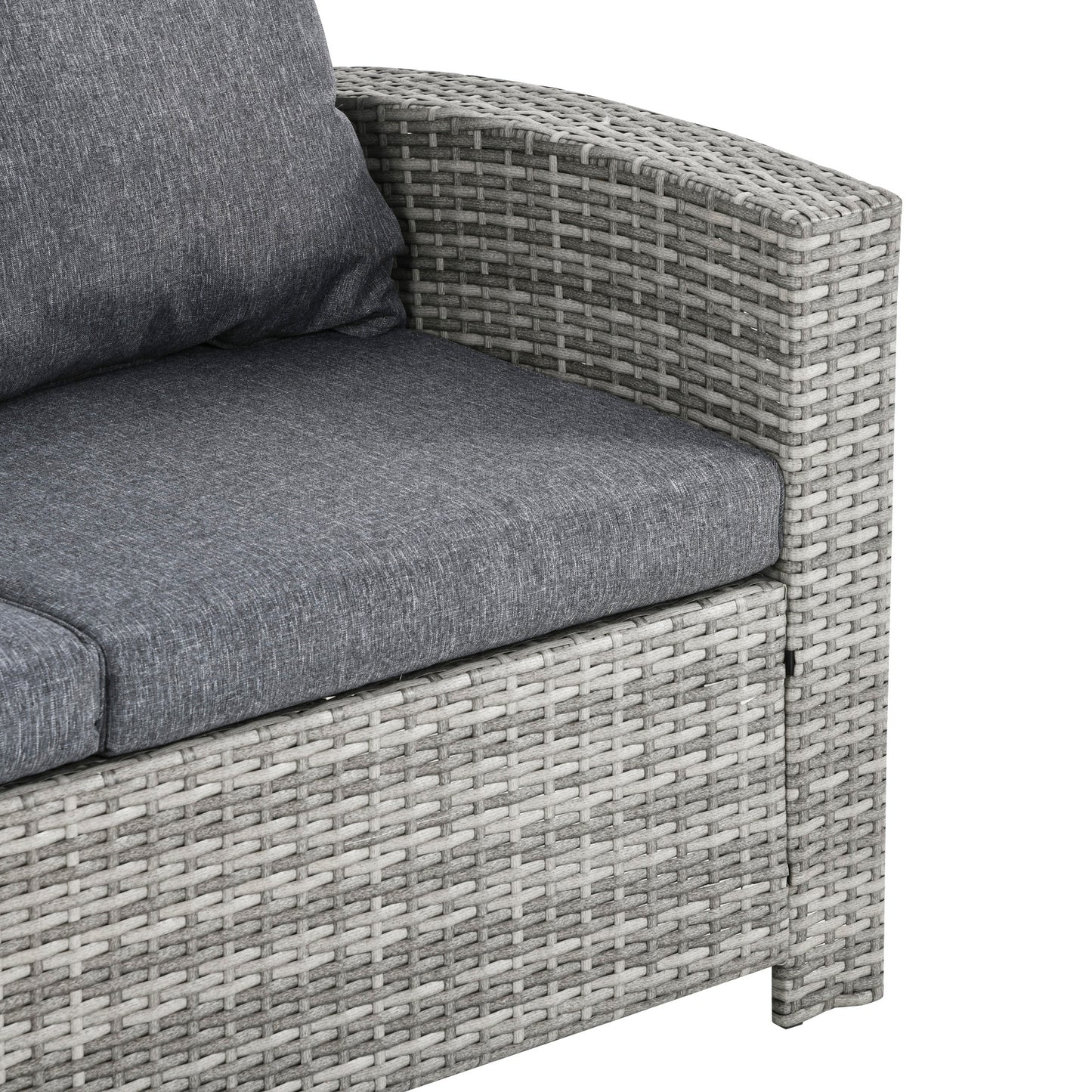 6 Pieces PE Rattan Garden Furniture Set with Three-seat
