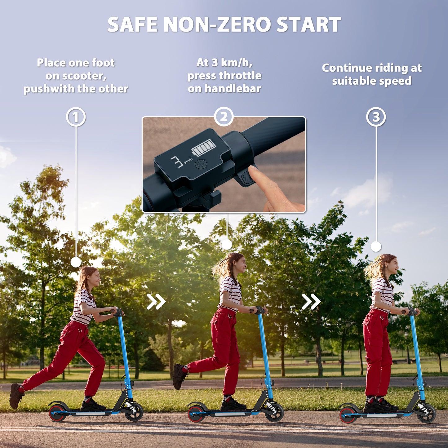 Folding Electric Scooter for Kids, with Dual Brakes