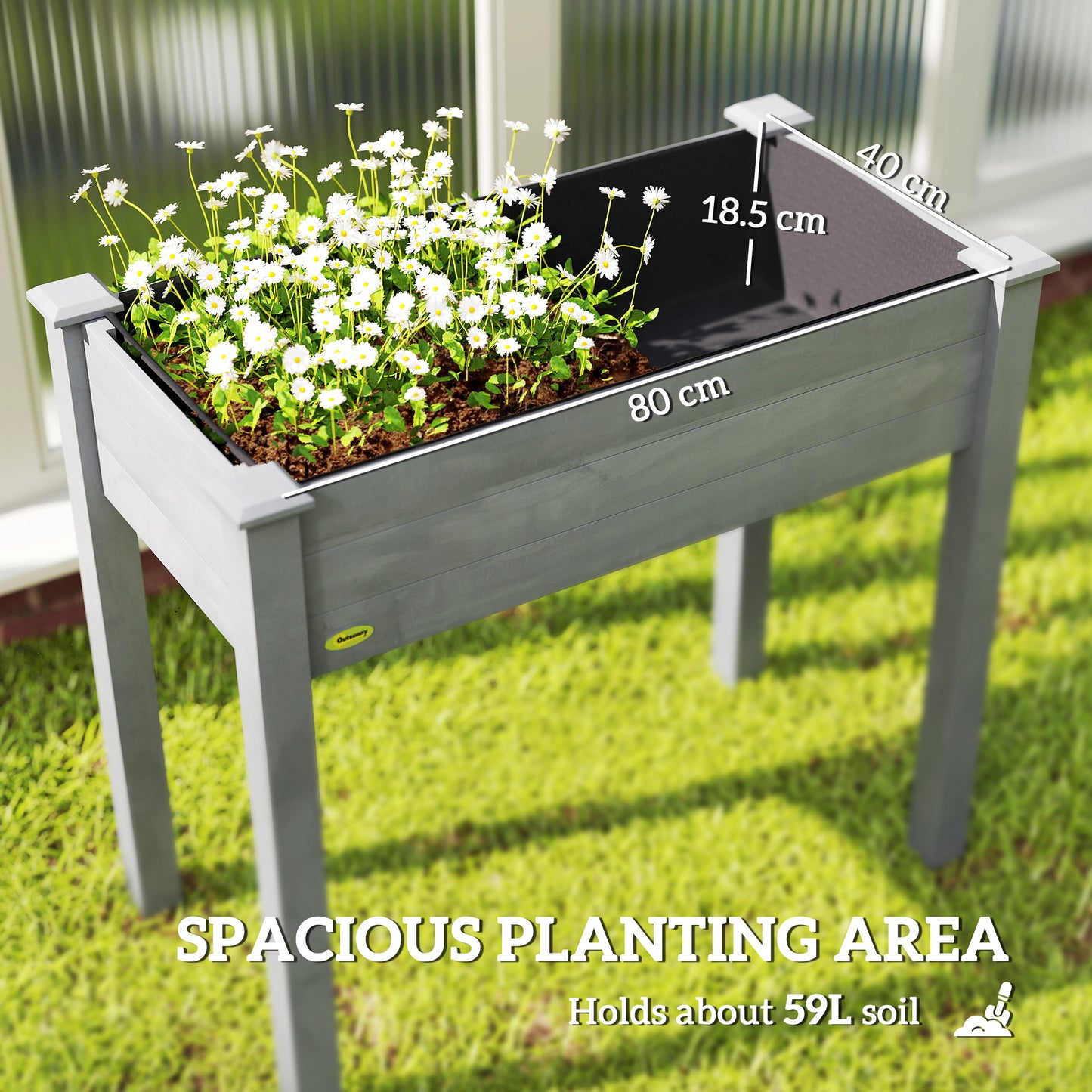Raised Bed for Garden, Wooden Elevated Planter Box with Bed Liner