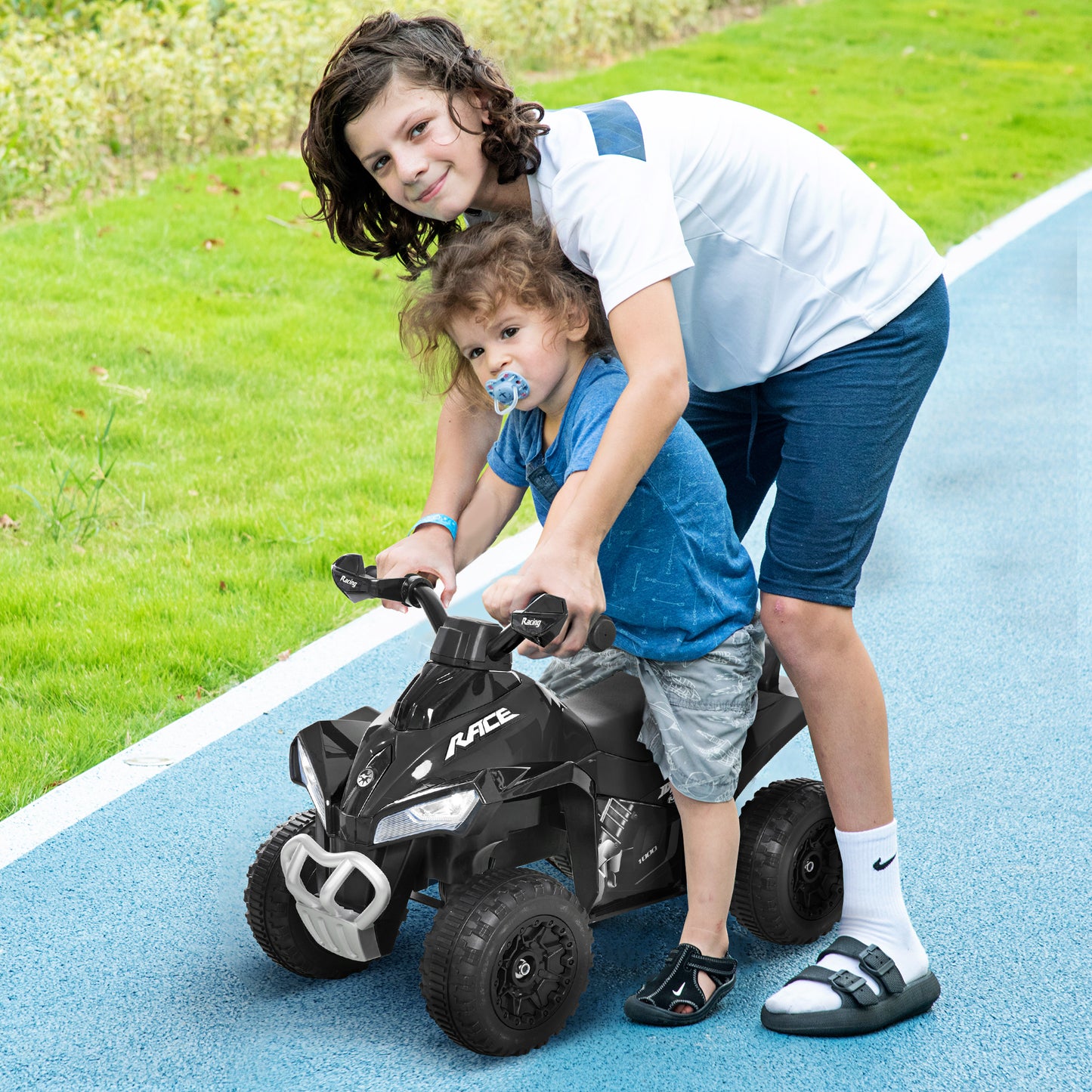 No Power Kids Ride on Toy Foot-to-Floor Sliding Quad for 18-36 Months