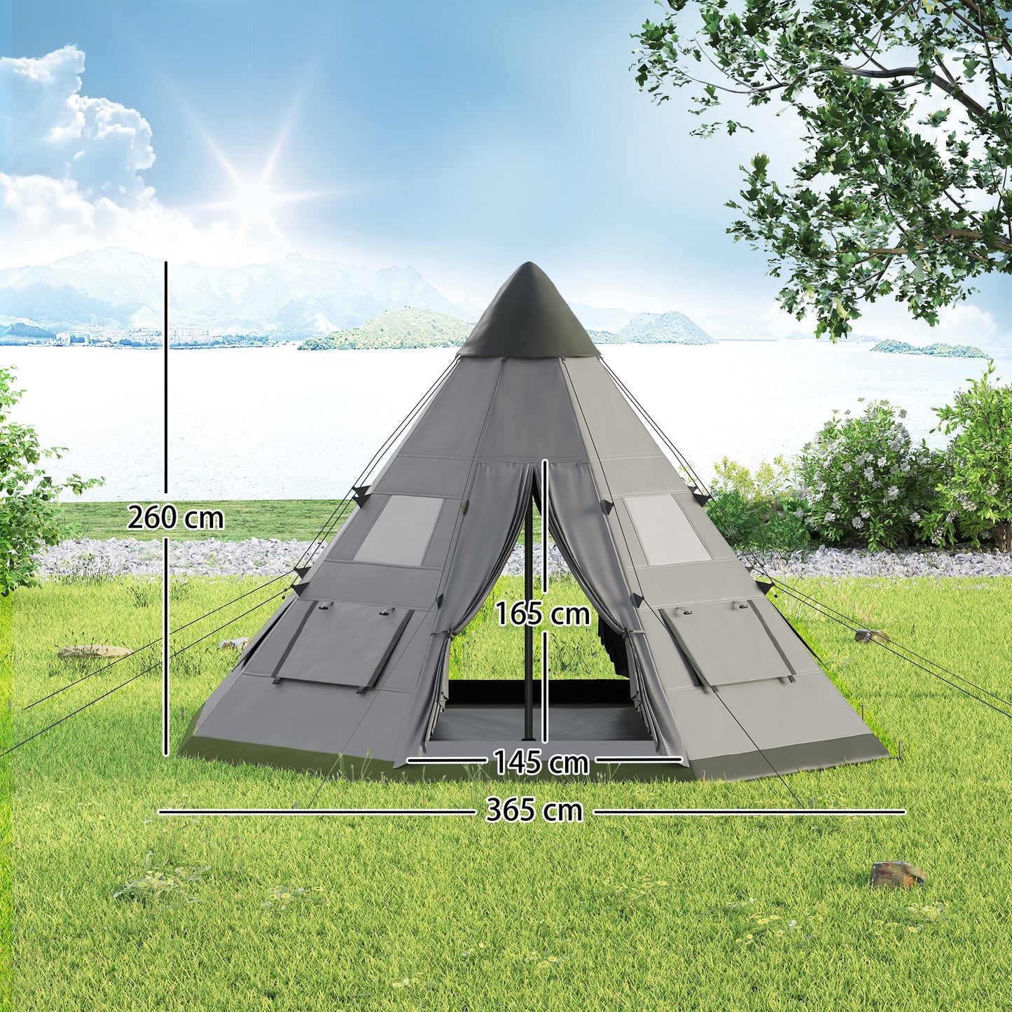 6 Men Tipi Tent with Carry Bag