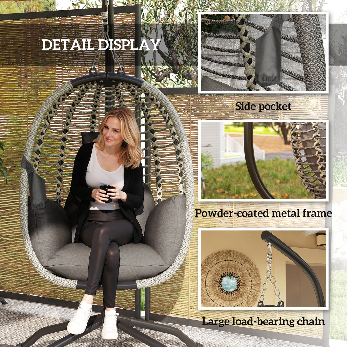 Outdoor Swing Chair with Thick Padded Cushion (1)