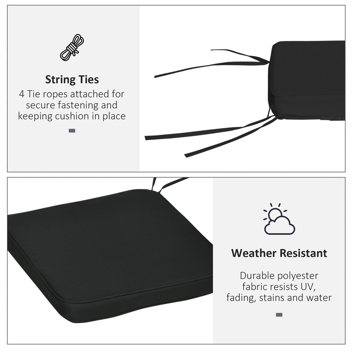Set of 6 Chair Cushion Seat Pads Dining Chair w/ Straps Indoor