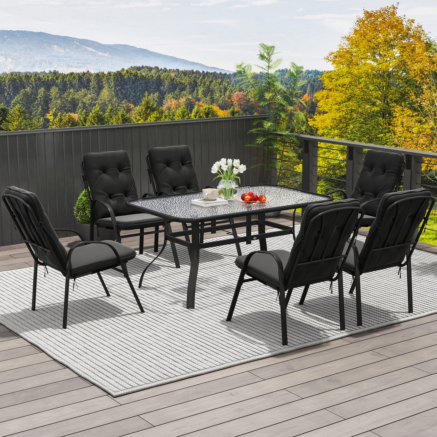 Seven-Piece Garden Dining Set with Cushions