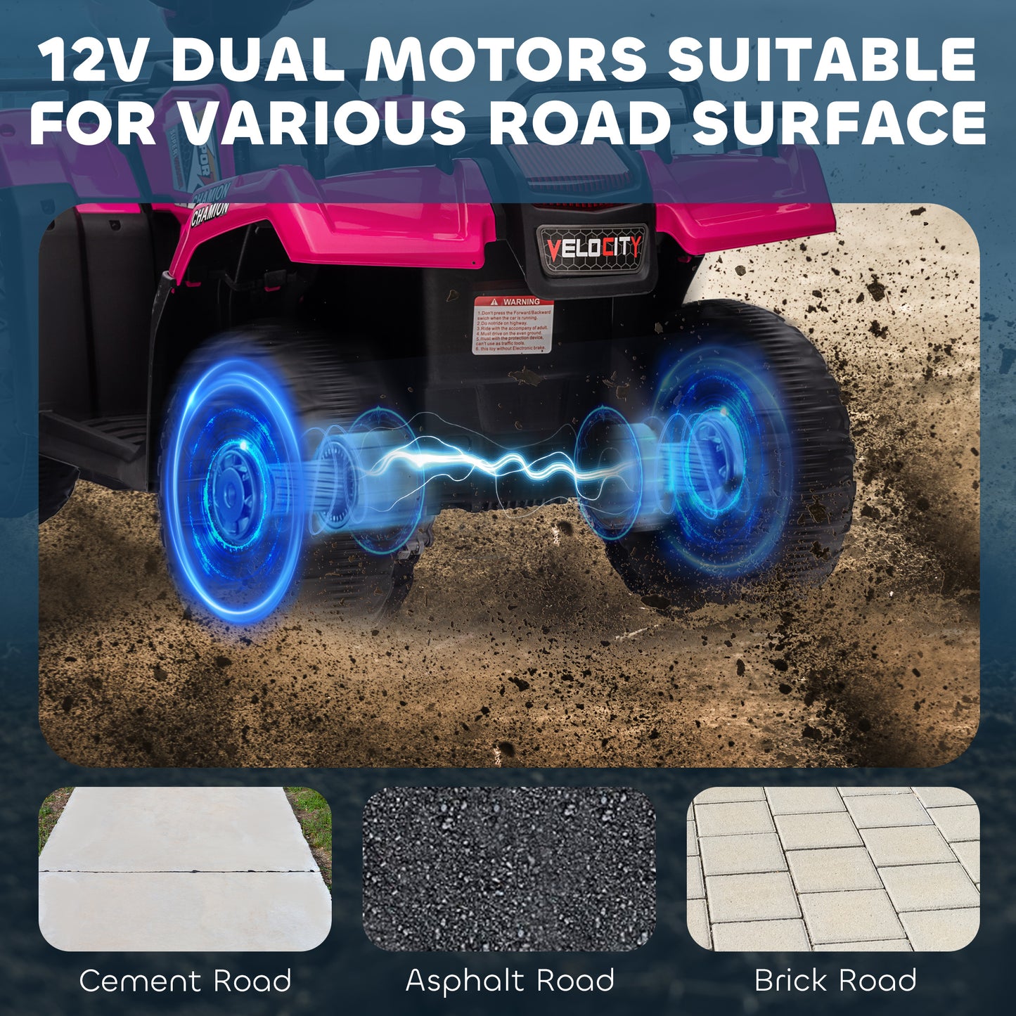 12V Kids Quad Bike with Forward, Reverse Functions
