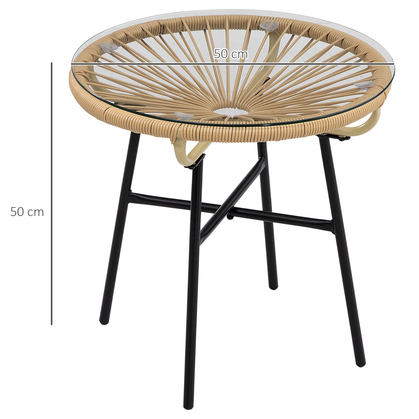 Rattan Side Table, Round Outdoor Coffee Table