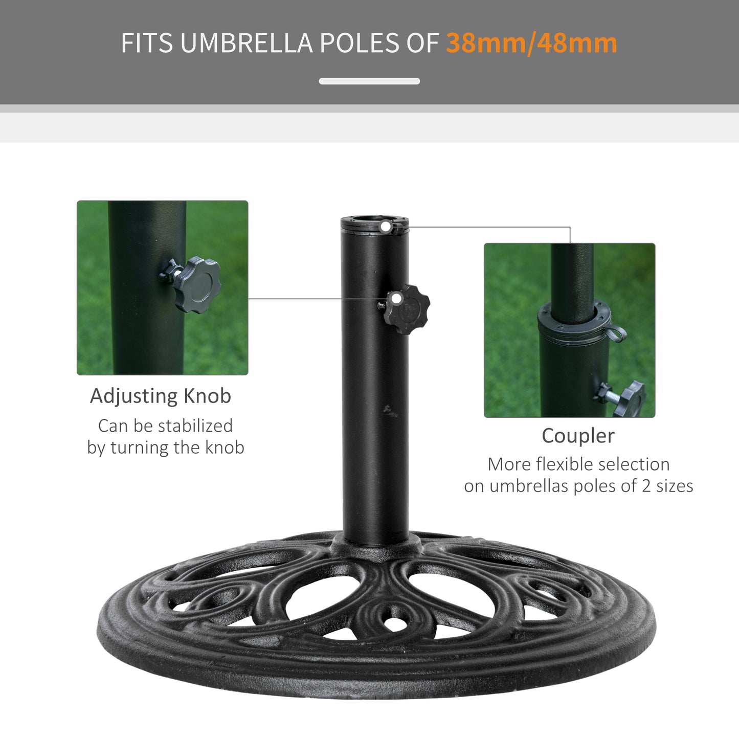 11.5 kg Cast Metal Round Patio Umbrella Base Stand
