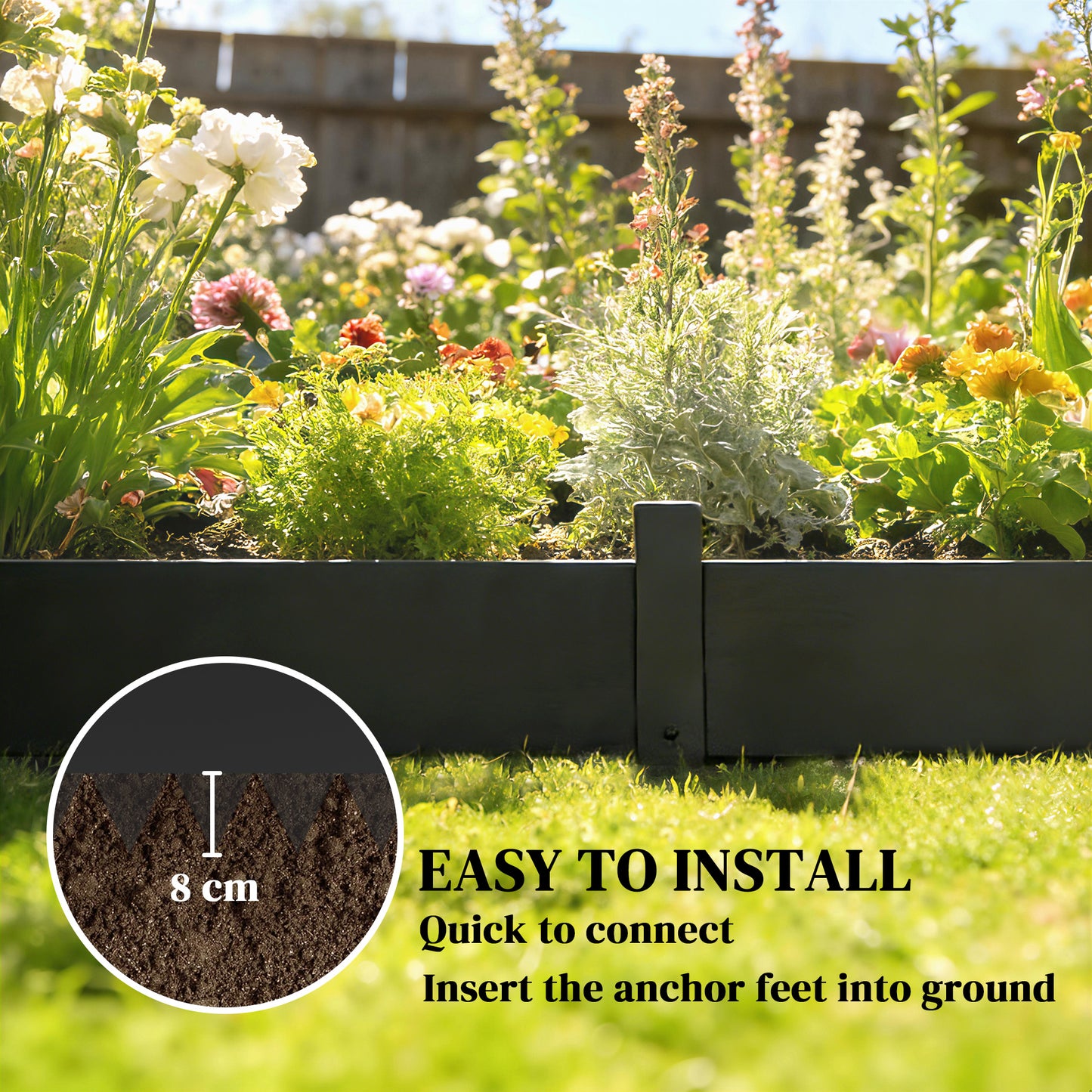 5pcs Garden Fence, Metal Picket Fence Panels, 102x20cm