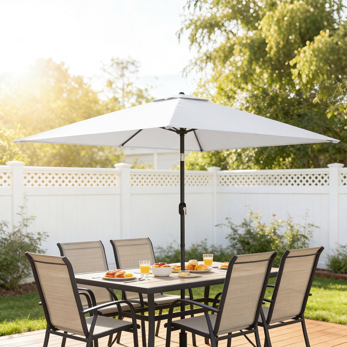 Garden Parasol, Parasol Umbrella with Crank Handle, Tilt Function
