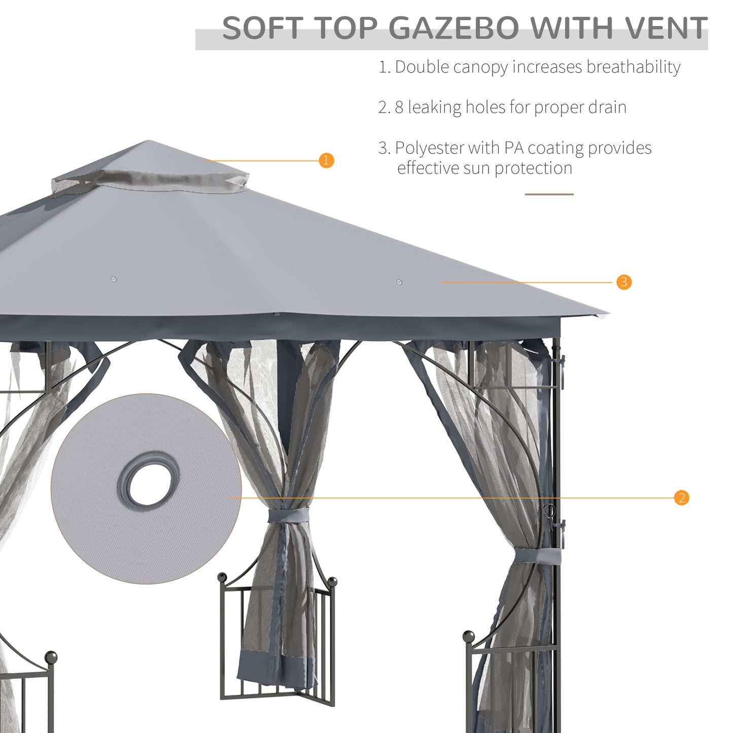 3 x 3(m) Garden Gazebo Patio Party Tent Shelter Outdoor Canopy