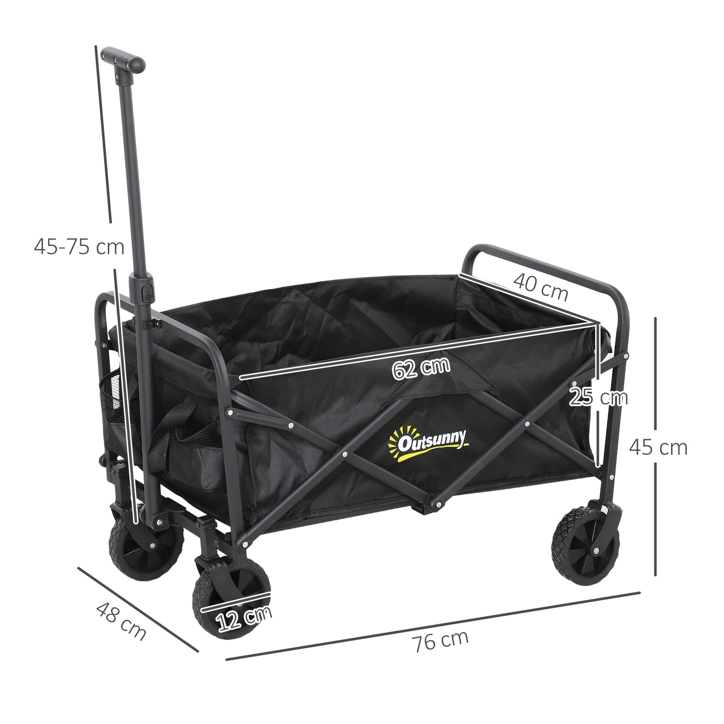 62L Festival Trolley on Wheels, Garden Folding Trolley Cart