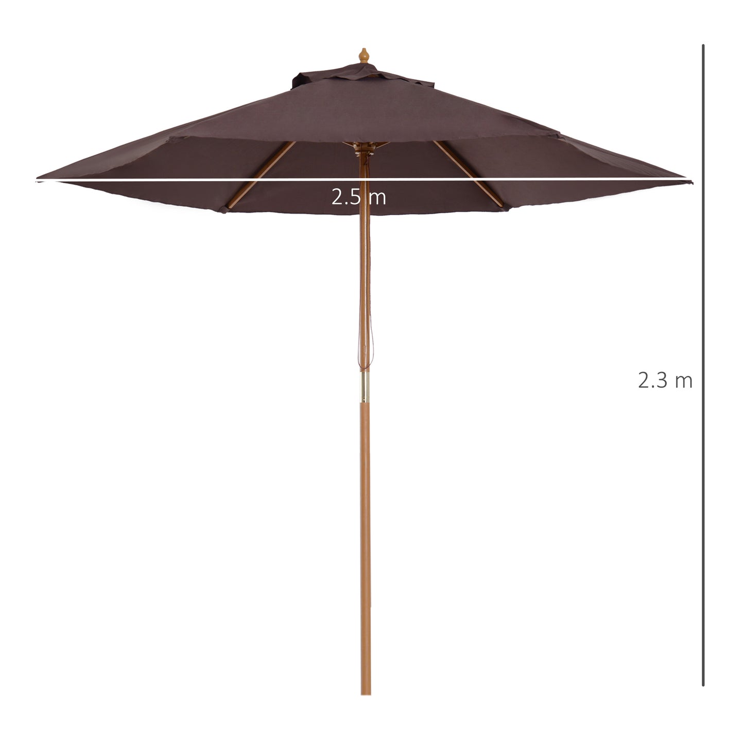 2.5m Wood Garden Parasol Sun Shade Patio Outdoor Wooden Umbrella (1)