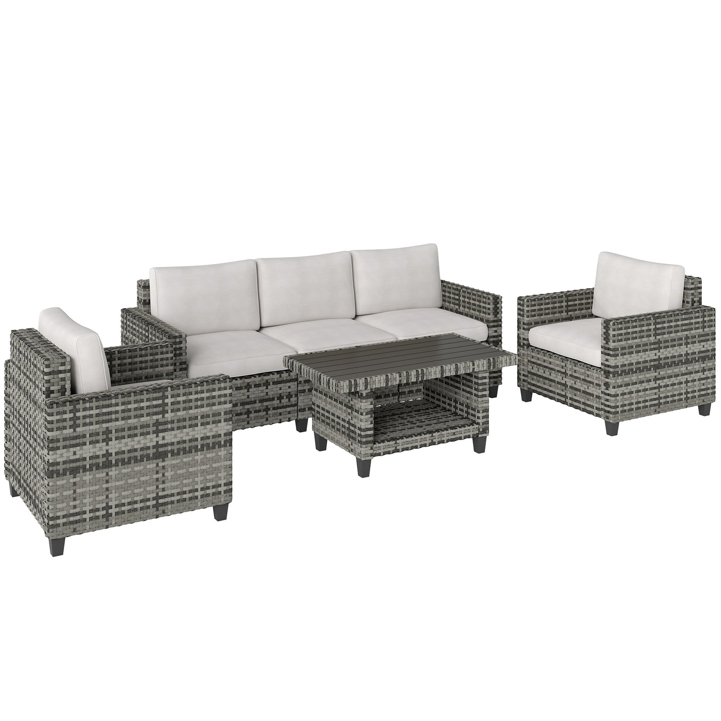 Six-Piece Modular Rattan Sofa Set