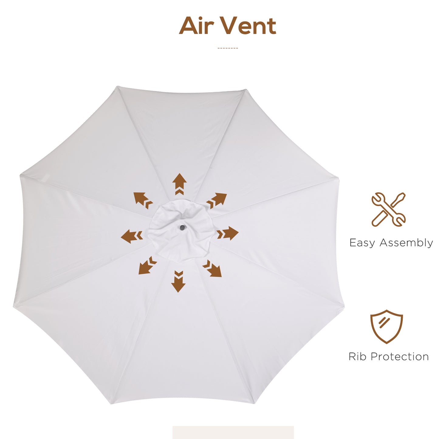 3.3m Elegant Wooden Parasol