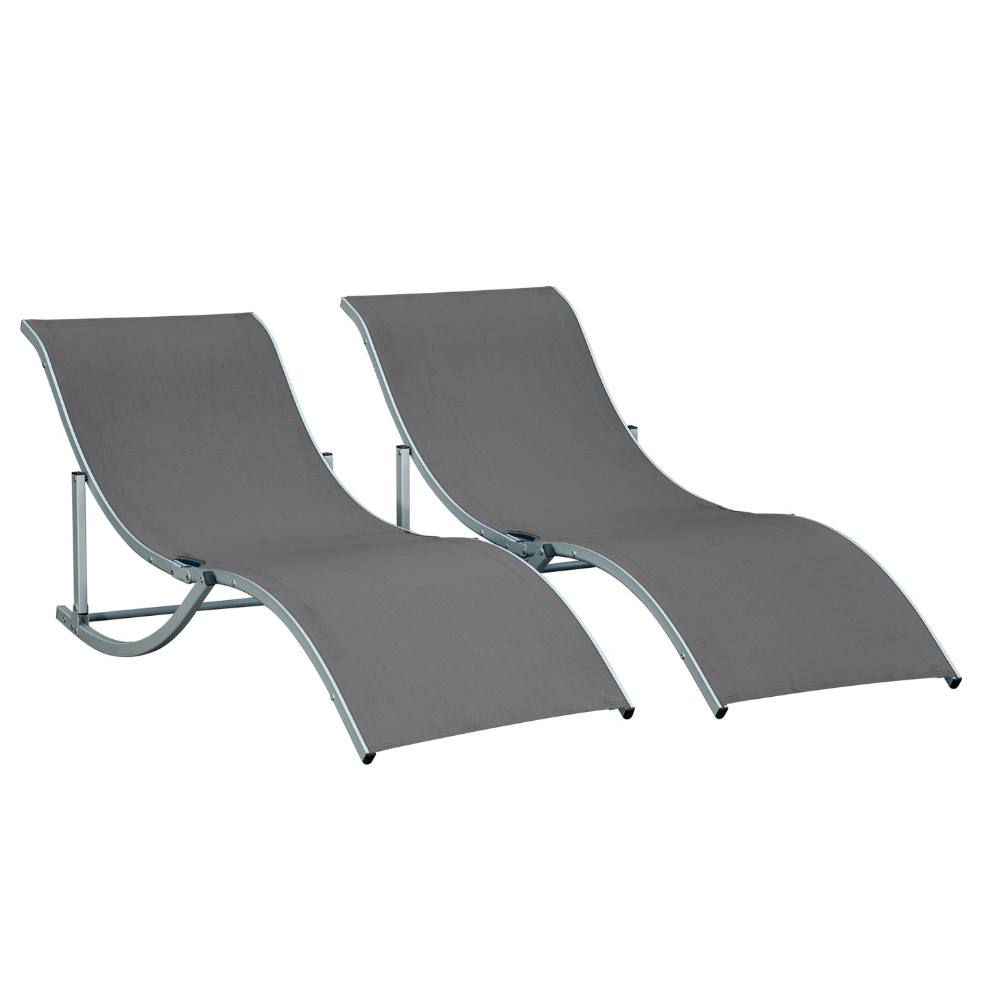 Set of 2 S-shaped Foldable Lounge Chair Sun Lounger Reclining