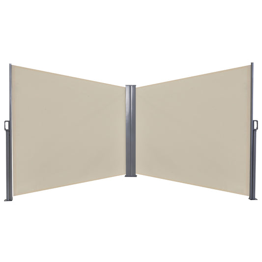 6 x 1.6 M Double Canopy Pull-Out Side Awning Sun Rain Outdoor