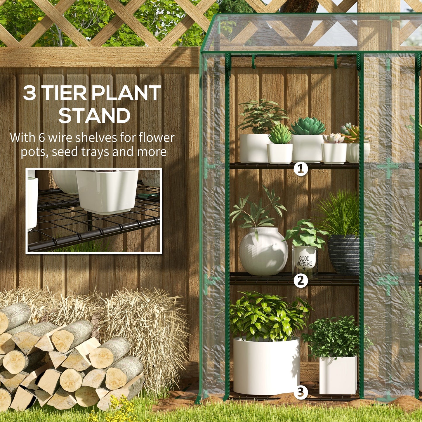 46 x 143cm Three-Shelf Mini Greenhouse