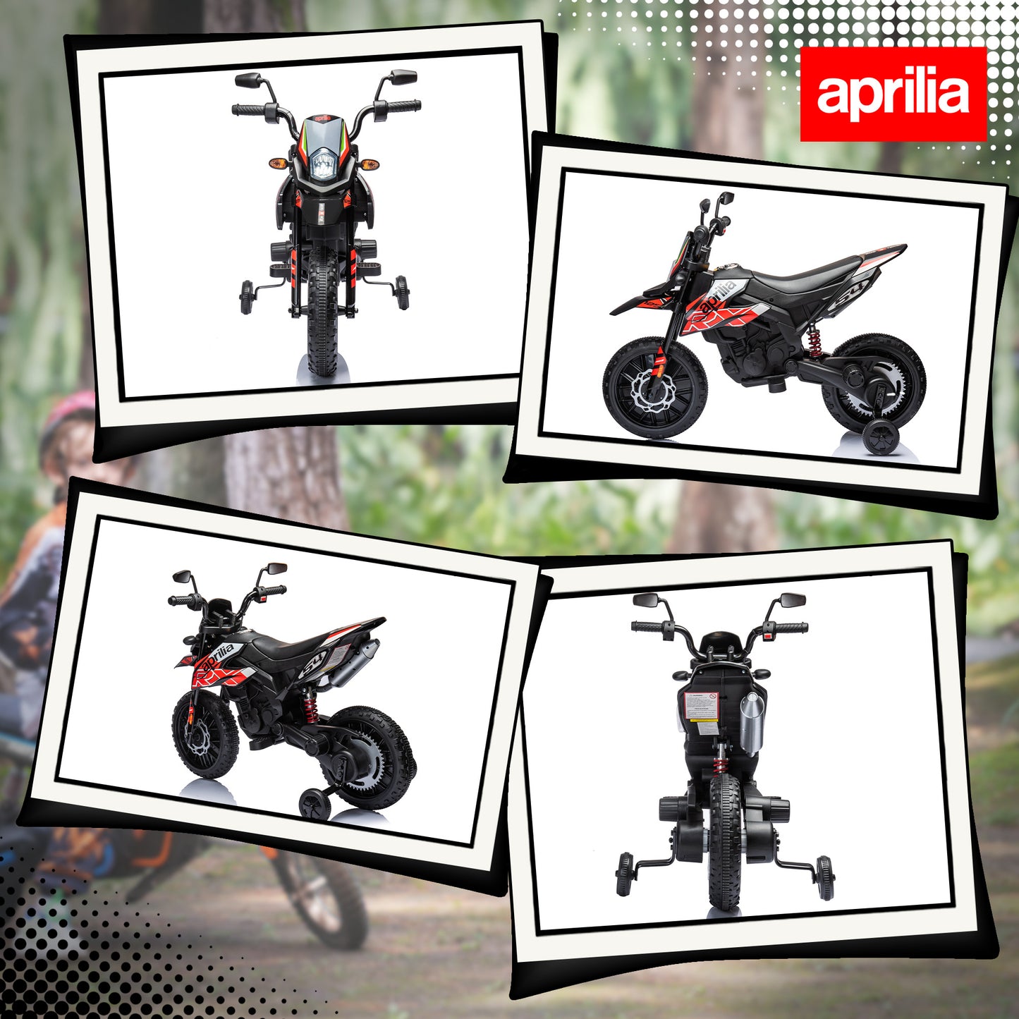 12V Aprilia Licensed Kids Motorbike with Training Wheels (1)