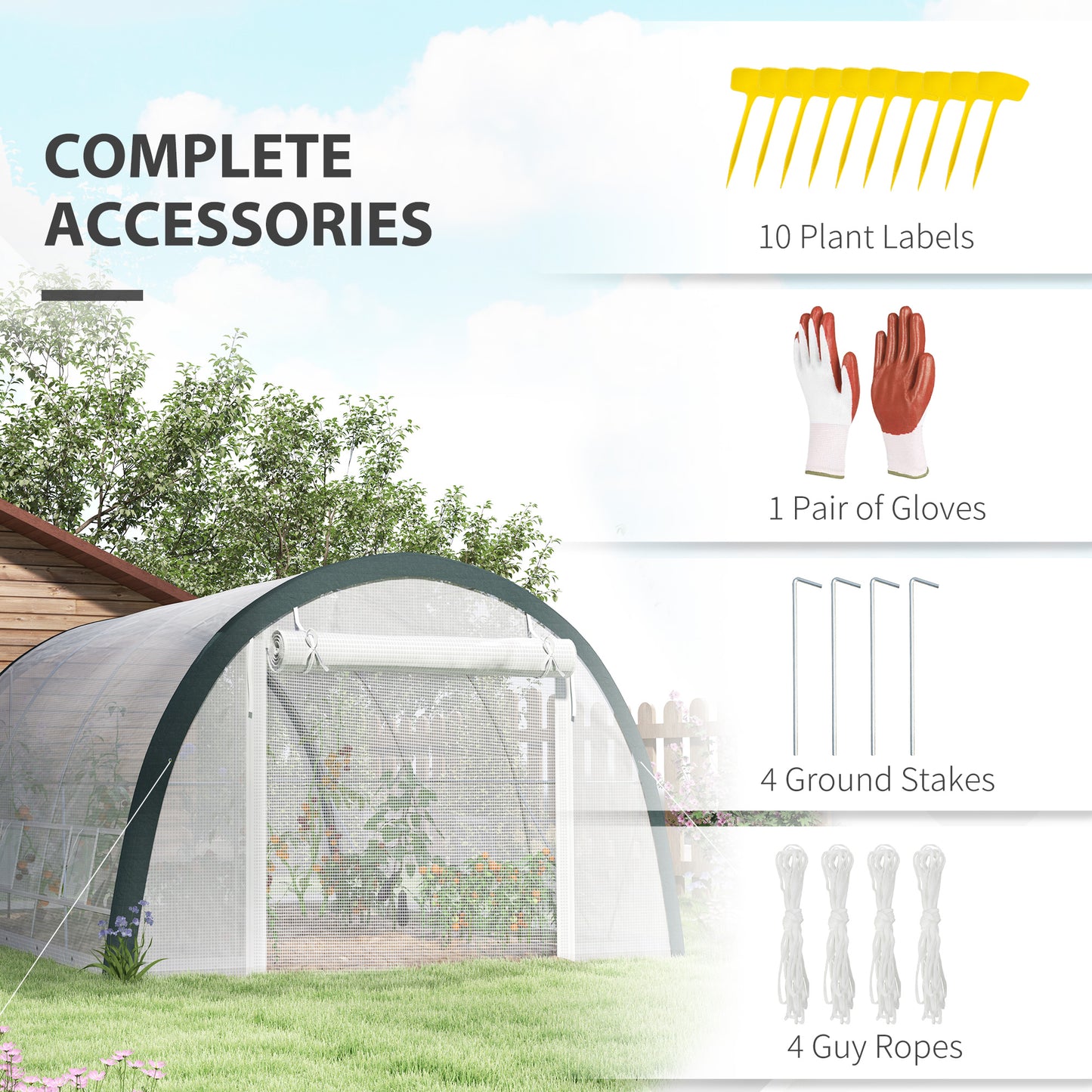 4 x 3(m) Walk-In Tunnel Greenhouse, with Accessories