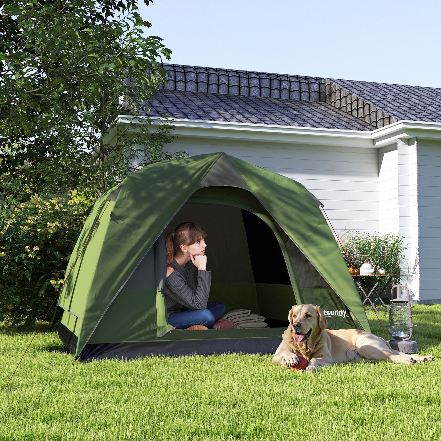 3-4 Person Camping Tent, Easy Set Up Waterproof Dome Tent (1)