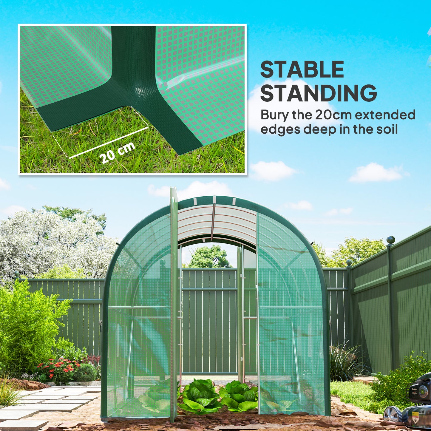 3 x 2 m Polytunnel Greenhouse, with Reinforced PE Cover