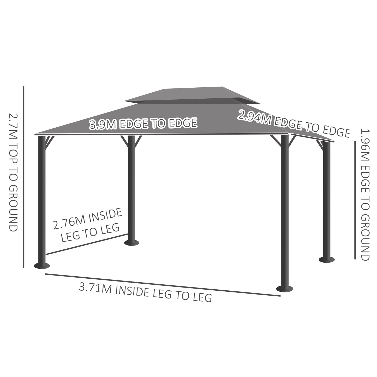 3 x 4m Aluminium Garden Gazebo