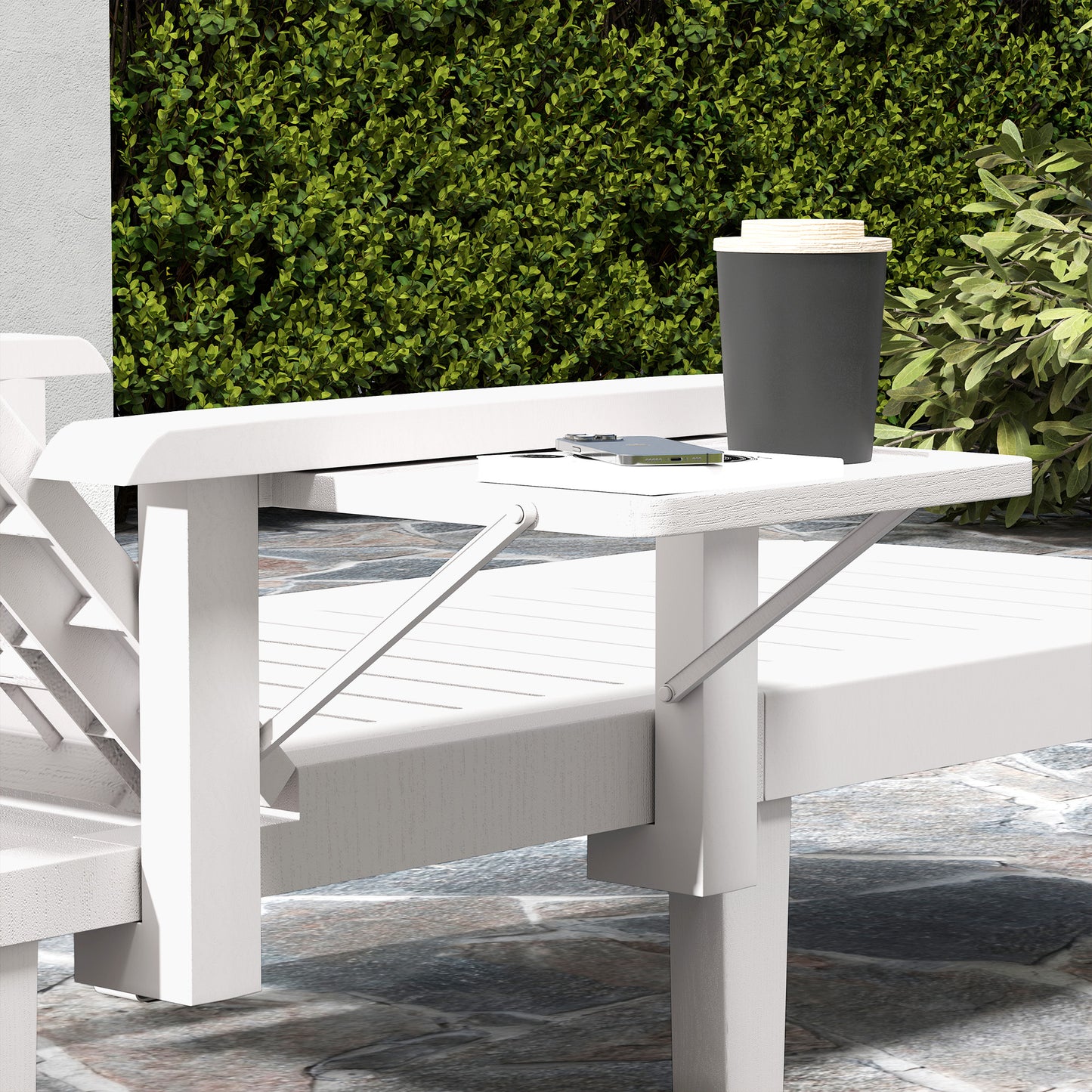 Set of 2 Resin Reclining Sun Loungers for Garden
